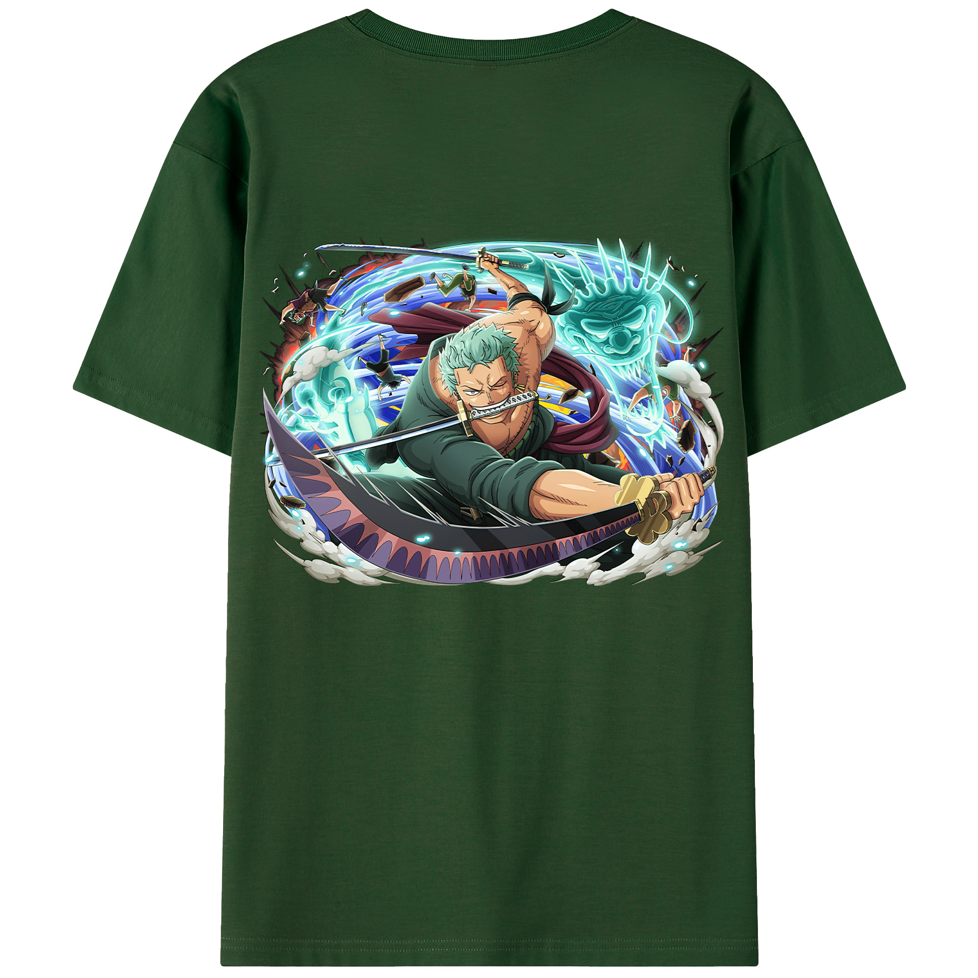 ワンピース ロロノア・ゾロ ONE PIECE Roronoa Zoro 綿100％半袖Tシャツ（背面プリント）